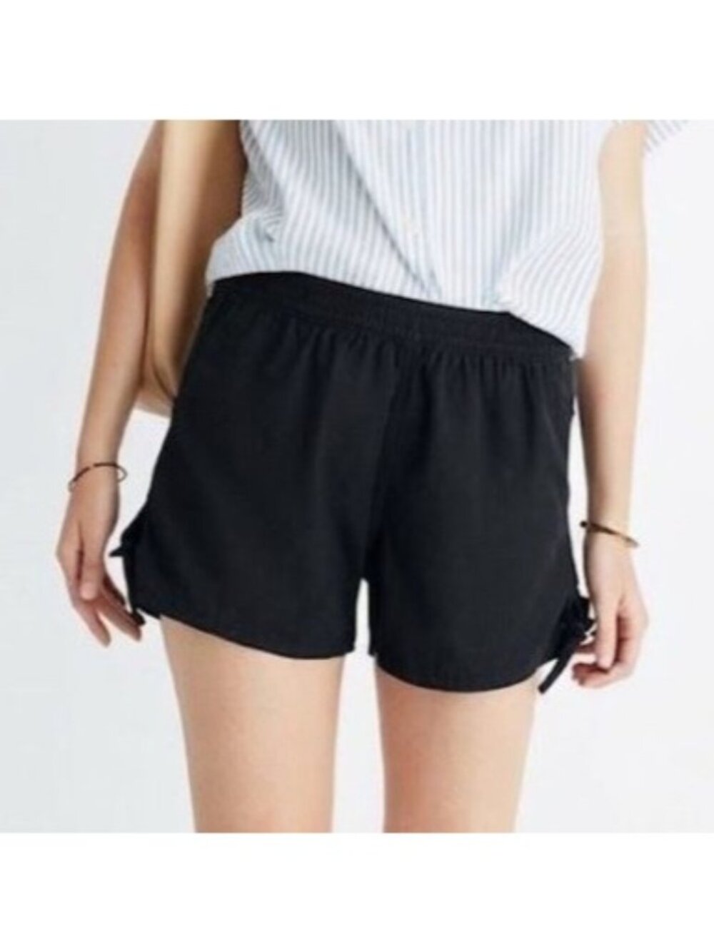 Madewell Size XS NEW Black Pull-On Side Tie Elastic Waist Shorts